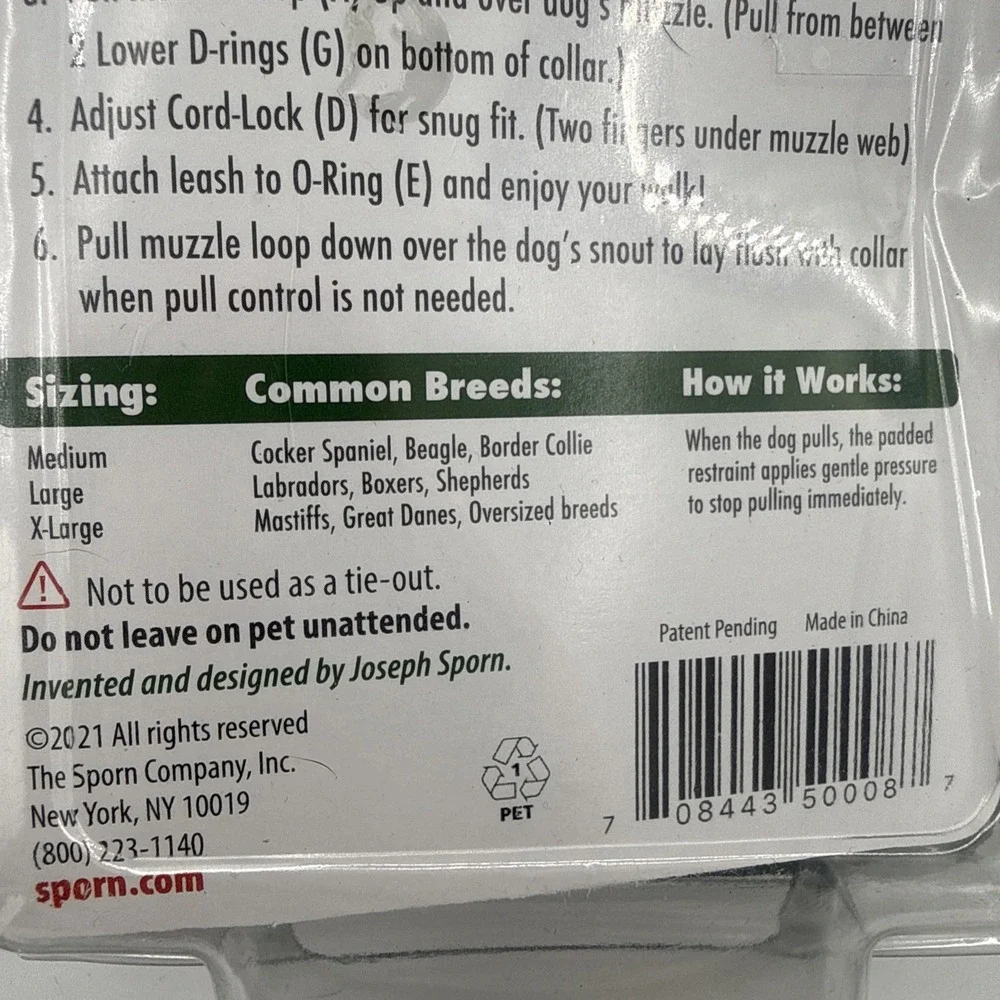 Spurn Head‎ Control Halter For Large Dogs New In Package